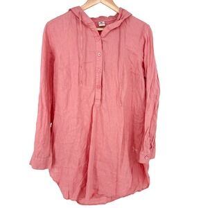 The Black Dog Linen Hooded Tunic Shirt Women's Size S
